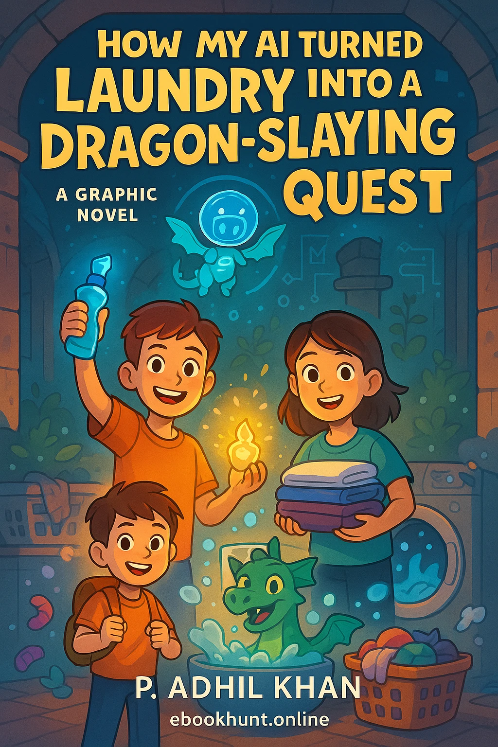 How My AI Turned Laundry into a Dragon-Slaying Quest - Children's Graphic Novel Comedy Book Cover