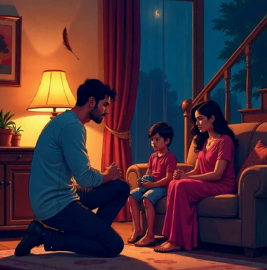 Page 23 from Threads of Destiny showing family emotional moment