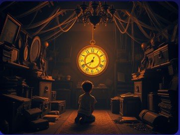 Chapter 1 from The Secret of the Talking Clock showing Karthik discovering the mysterious clock in the attic