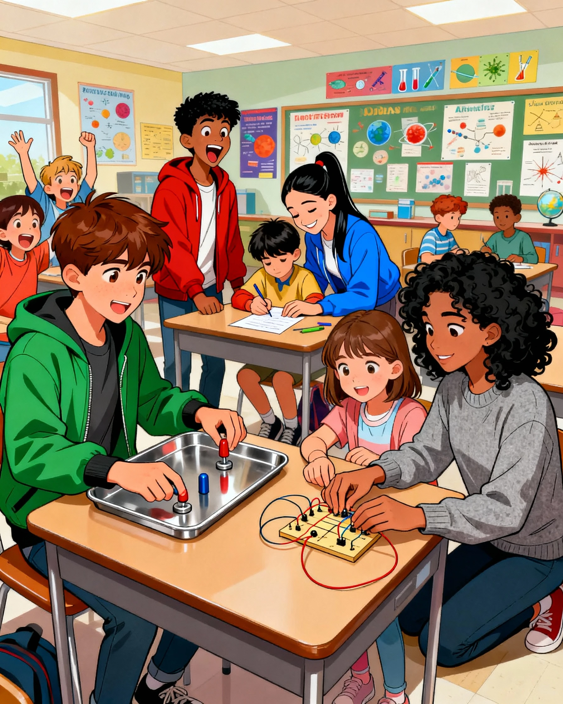 Young characters playing together at school in the resurrection comic story for kids—showing friendship and joy