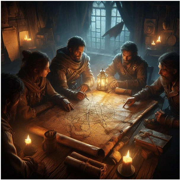 Scene from Beneath the Surface showing companions encountering mythical creatures in the abyss