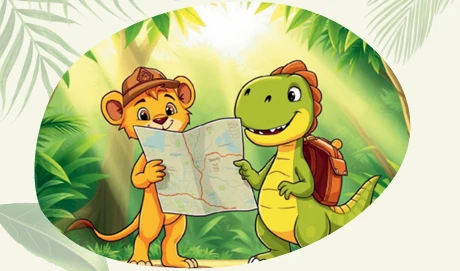 The dragon befriends Leo and Dino in The Quest for Knowledge showing compassion overcomes fear
