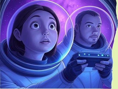 The Whispering Starship Page 2 - Alarm pierces calm, lights flicker, mysterious presence detected aboard starship