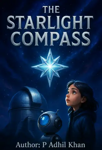 The Starlight Compass book cover featuring Zara and her robot companion Krix
