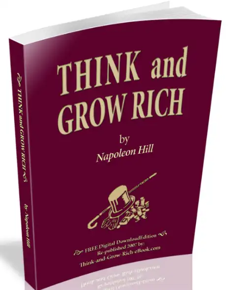 Think and Grow Rich by Napoleon Hill book cover, the classic 1937 edition