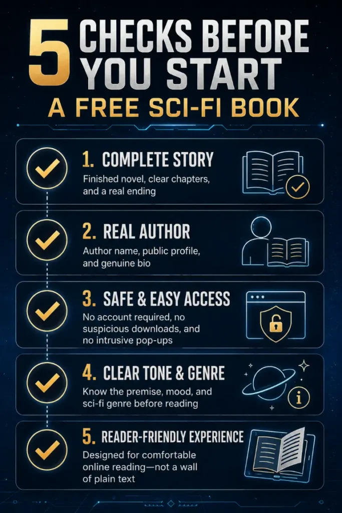 checklist for judging free sci-fi books to read online before you commit