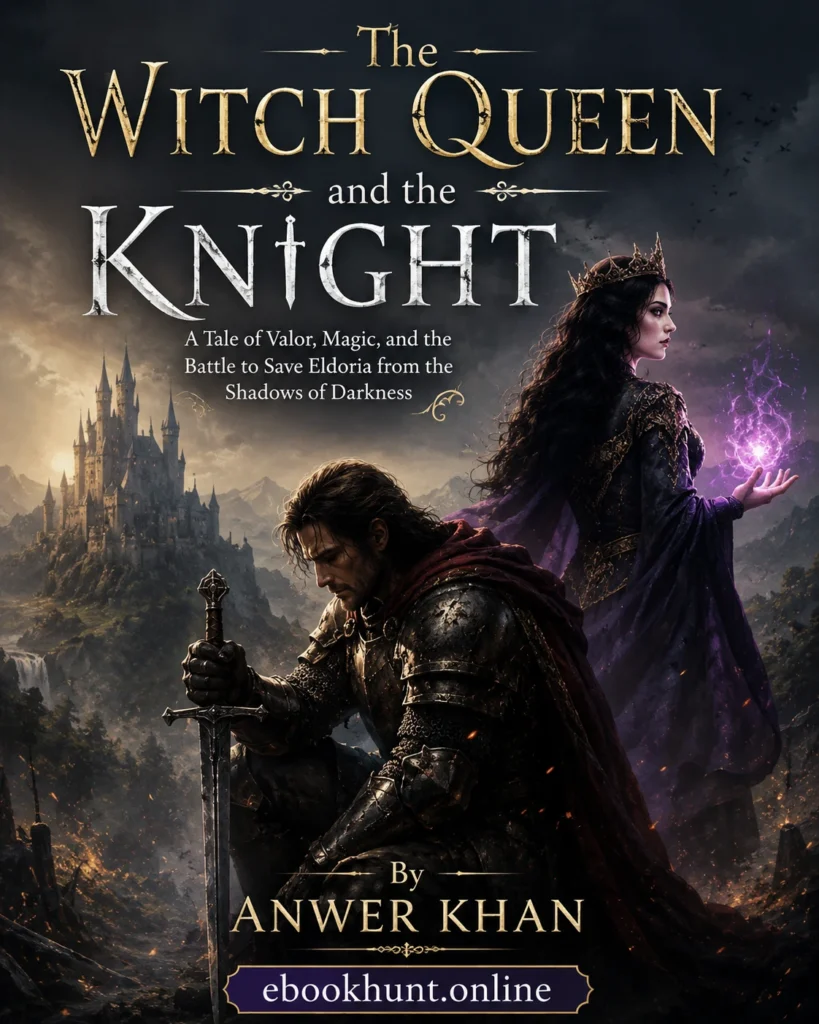 ebookhunt.online 3D page flip reader showing the Witch Queen and the Knight