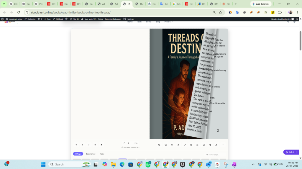 read thriller books online free on ebookhunt.online with 3D page-flip and dark mode