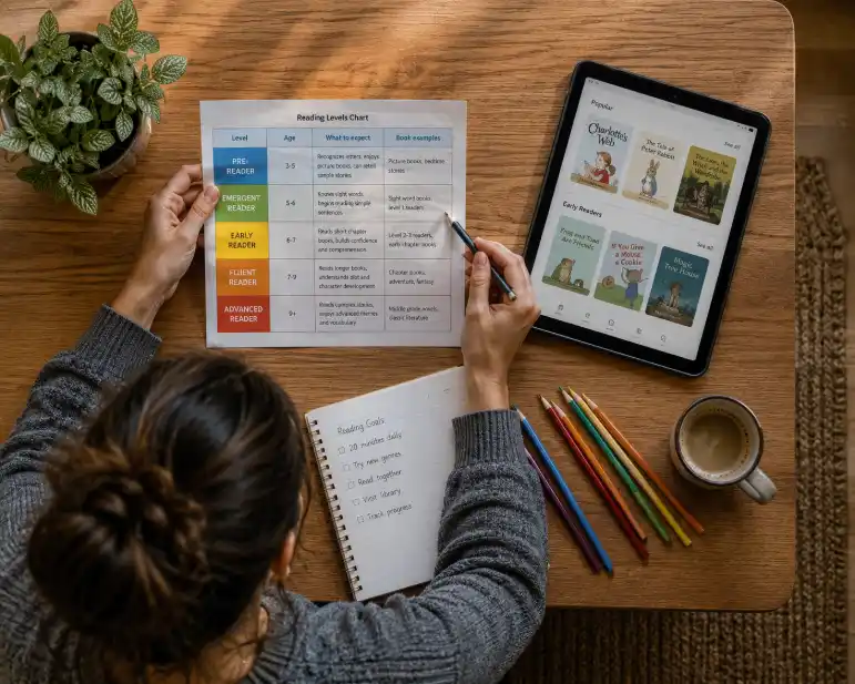 reading level chart for choosing free books for kids to read online